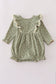Green corduroy floral lace ruffle bubble