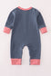Navy character embroidery romper