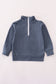 Navy character embroidery zip pull over