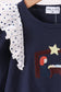 Navy nativity embroidery ruffle bloomer set
