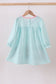 Blue character embroidery ruffle dress