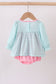 Blue character embroidery ruffle bubble