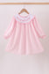 Pink bow embroidery swiss dot dress