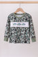 Camouflage fish embroidery ruffle top