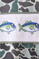 Camouflage fish embroidery ruffle top