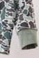 Camouflage fish embroidery ruffle top