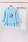 Blue nativity embroidery ruffle dress set