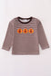 Brown turkey french knot stripe top