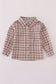 Brown plaid button down shirt
