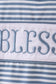 Blue stripe blessed embroidery top