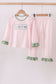 Pink nutcracker embroidery gingham pajama set