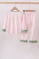 Pink nutcracker embroidery gingham pajama set