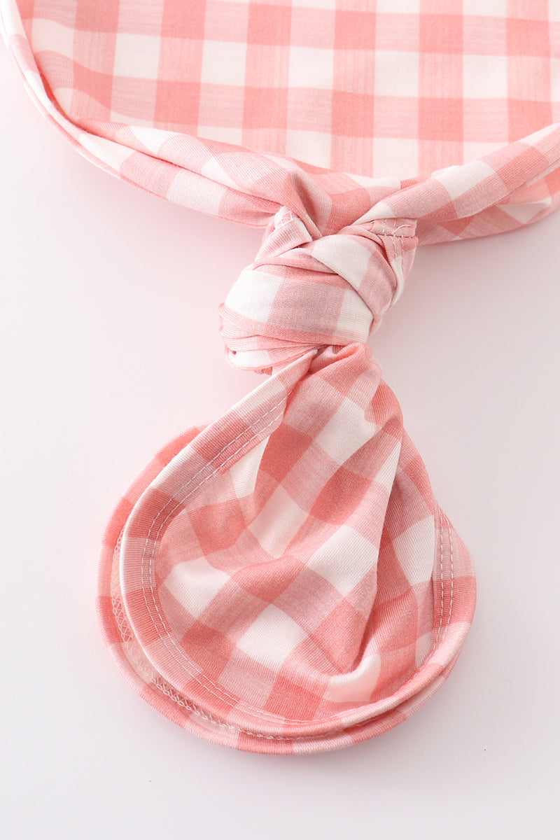 Pink plaid hairband baby gown