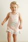 Pink floral bunny applique girl bloomer set