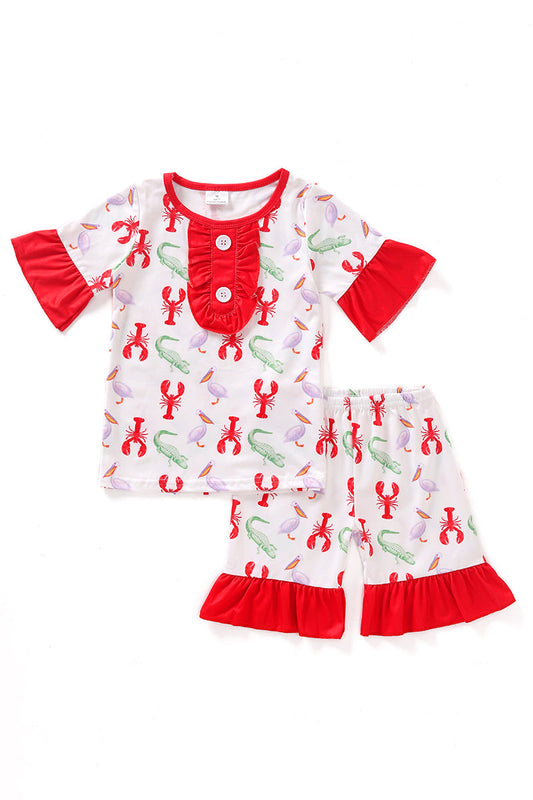 Red lobster print girl set