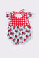 Red crab plaid girl ruffle bubble