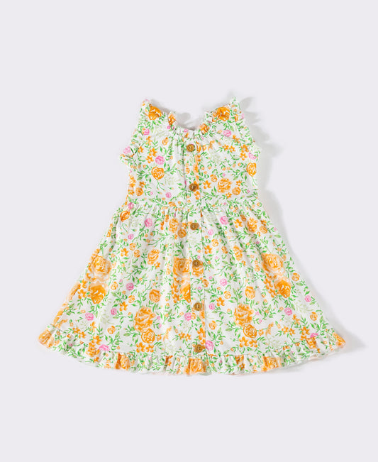 Yellow floral ruffle dress