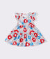 Red & blue floral tiered ruffle dress