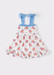 Blue boots bow ruffle dress