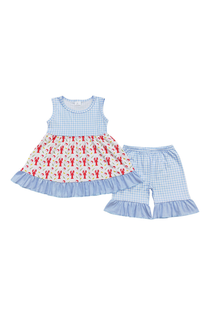 Lobster print girl shorts set