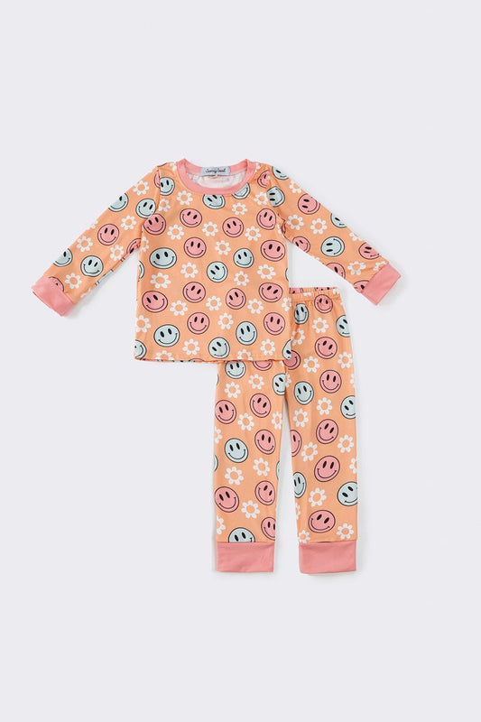 Coral smile girl pajamas set