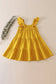 Mustard tiered ruffle linen dress