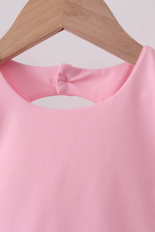 Pink scalloped active skorts set