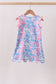 Watercolor floral ruffle scalloped dress