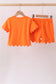 Orange scalloped shorts set