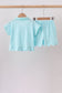 Light blue scalloped zipper shorts set