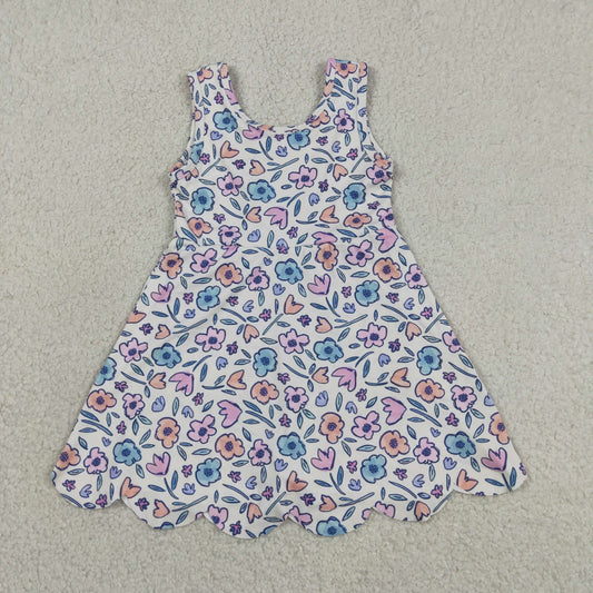 Floral Performance Scalloped Tank Dress