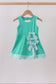 Green scalloped bow active dress