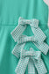 Green scalloped bow active dress