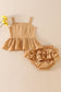 Beige linen ruffle 2pc baby set