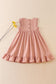 Pink linen ruffle dress