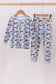 Premium blue excavator print bamboo pants set