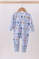 Premium blue character print bamboo romper