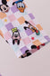 Premium purple character print bamboo checkered dress