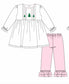 Premium white christmas tree embroidery ruffle pants set