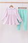 Premium turkey embroidery gingham pants set