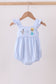 Premium blue snowman embroidery gingham ruffle bubble