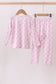 Premium blush bow stripe print bamboo pants set
