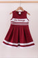 Premium Maroon Go Dawgs Mississippi embroidery ruffle dress
