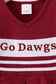 Premium Maroon Go Dawgs Mississippi embroidery ruffle dress