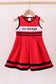 Premium Red Go Dawgs Georgia embroidery ruffle dress