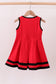 Premium Red Go Dawgs Georgia embroidery ruffle dress