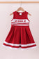 Premium Maroon Alabama embroidery ruffle dress