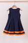 Premium Navy Auburn embroidery ruffle dress