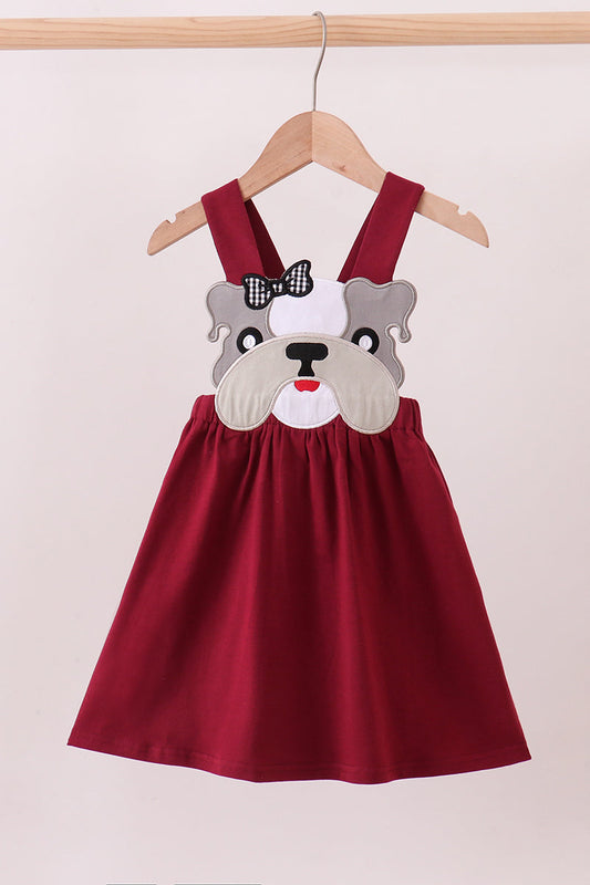 Premium Maroon Georgia bulldog applique dress