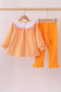 Orange Tennessee puppy bow embroidery checkered ruffle pants set